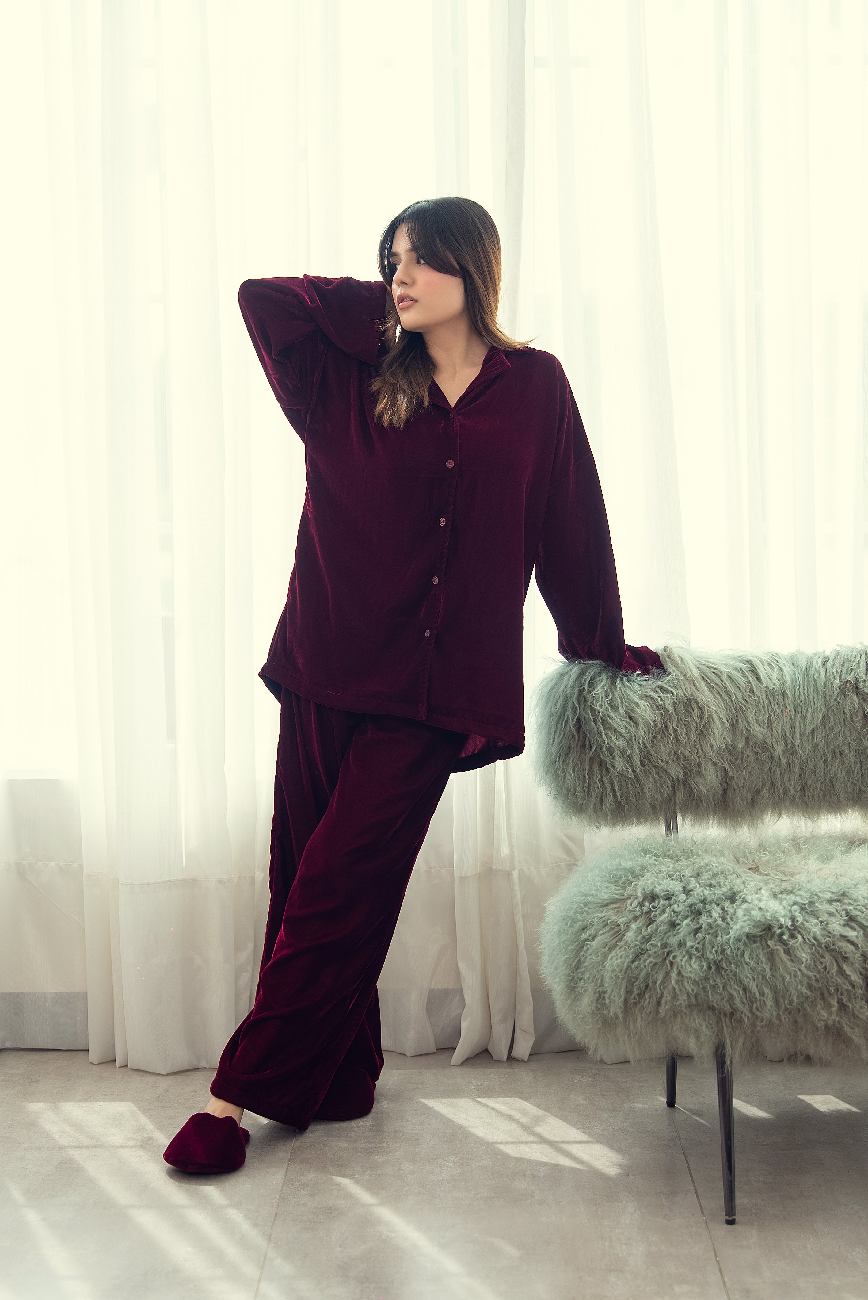 Velvet Rouge – Maroon PJ Set
